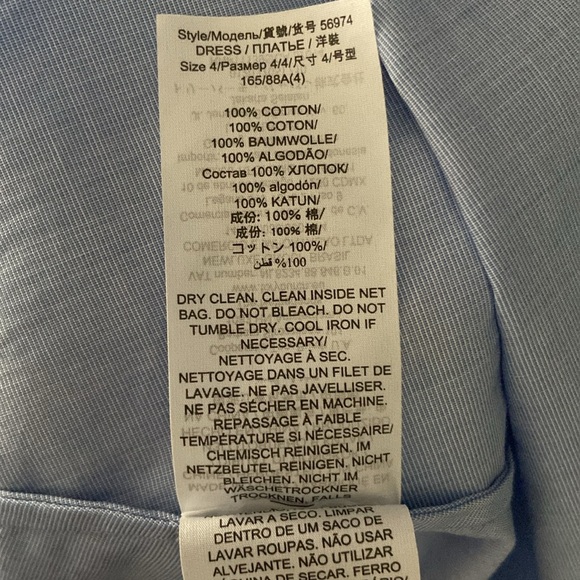 Tory Burch Smocked Cotton Midi Dress Ruffled Yoke Size 4 Blue - Picture 8 of 8